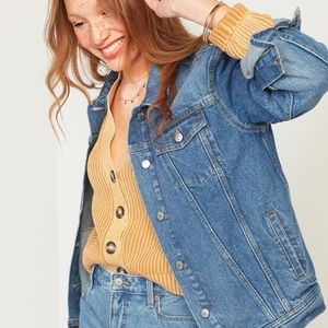 Medium Wash Oversized Boyfriend Style Denim Jacket